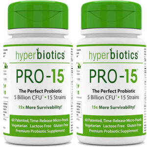 【お得な2本セット】ハイパーバイオティクス 　Hyperbiotics Pro 15 Probiotic　60粒×2　合計120粒